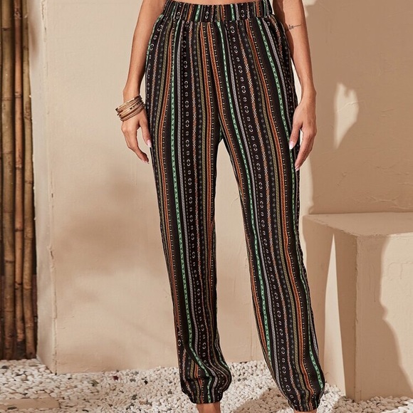 Shein Elastic Waist Tribal Print Pants - Picture 3 of 8